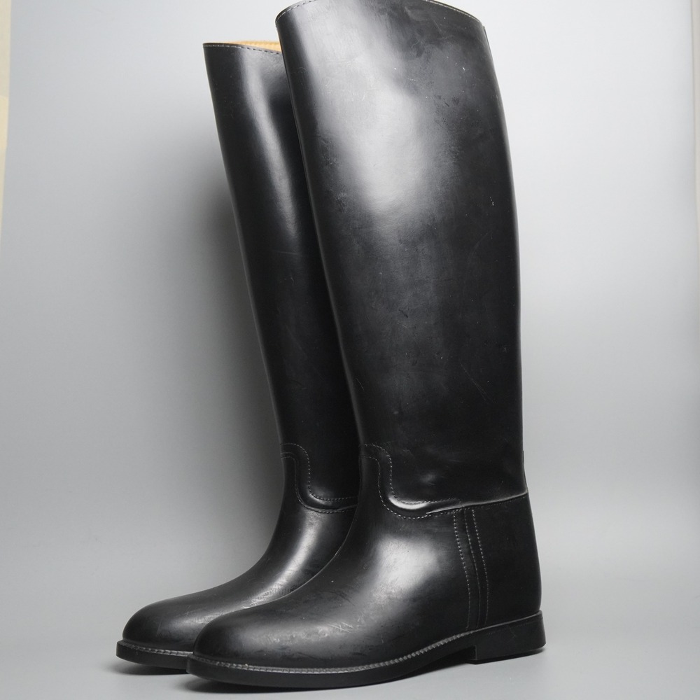 Aigle Coupe Saumur Black Rubber Equestrian Riding Boots Made in France Size 38
